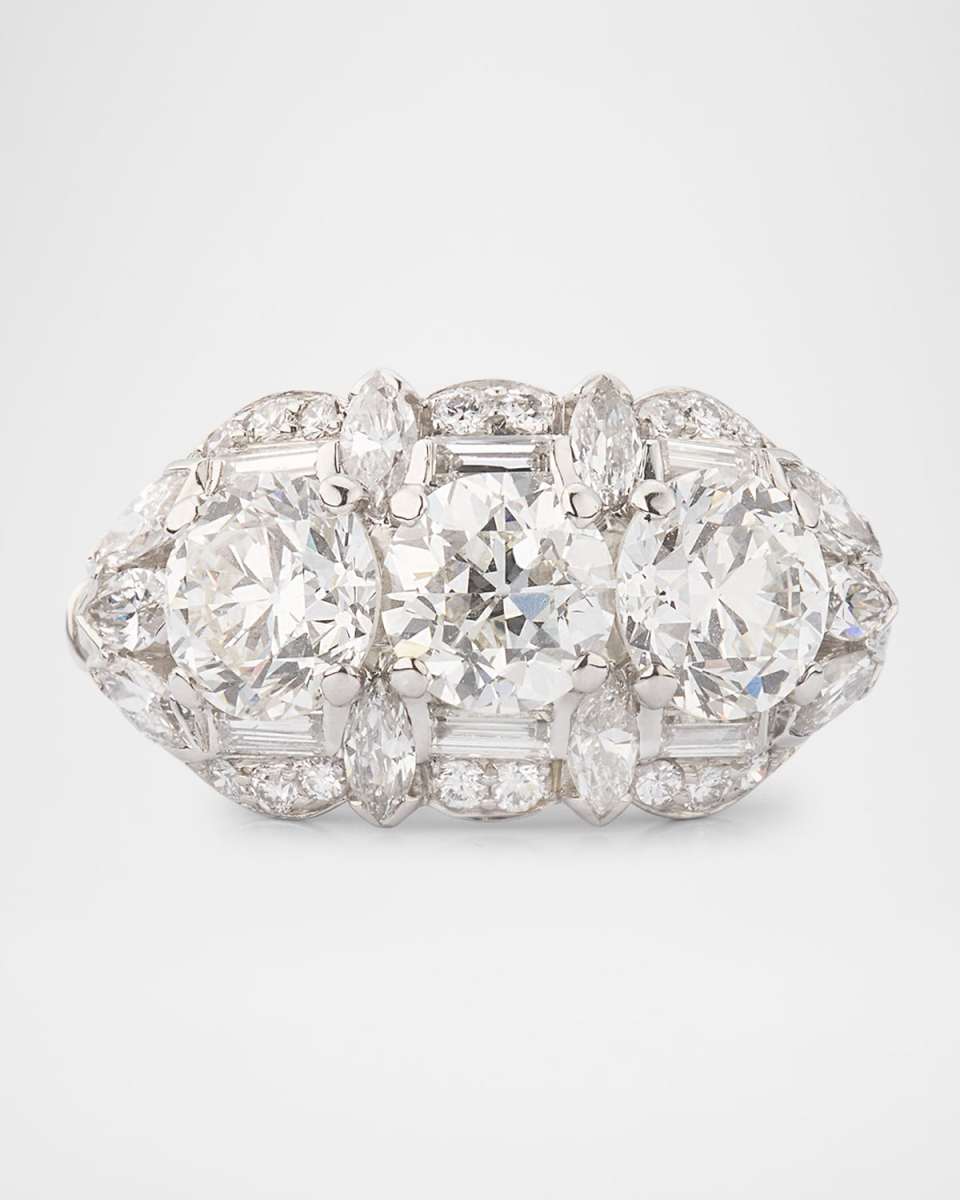 Estate Birks Platinum Diamond Princess Ring, Size